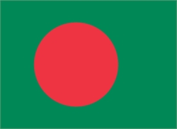 [ai] The flag of Bangladesh featuring a green field with a large red circle slightly off-center to the left.